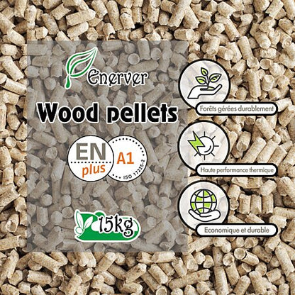 WOOD PELLETS - GRANULÉS DE BOIS 53 SACS de 15 KG - Haute Qualité et Haute Performance Technique